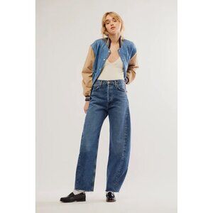 NWOT Agolde Luna Pieced Wide Curved Leg Jeans in Control (Medium Blue) Size 24